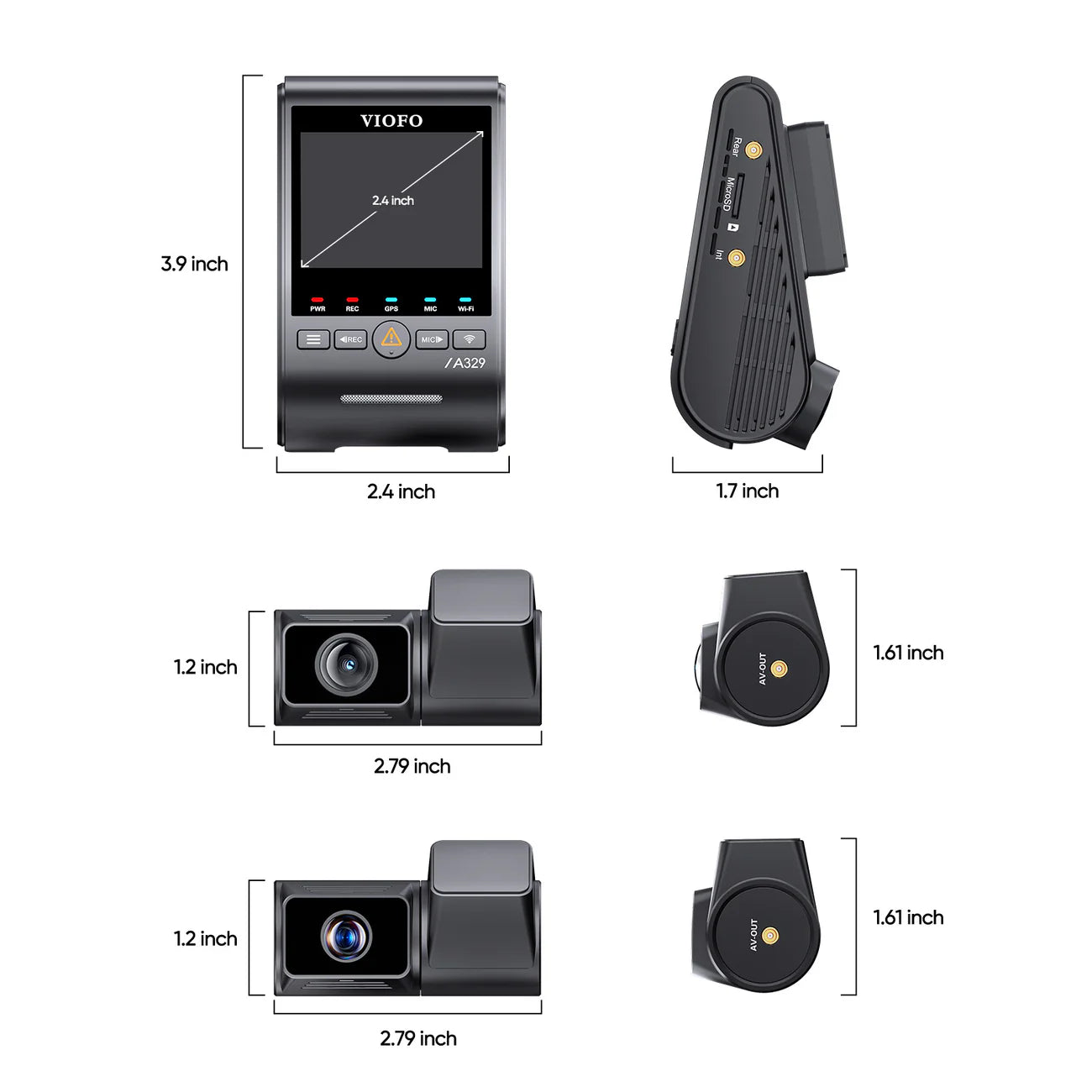 VIOFO A329T 3CH 4K - 3-Channel Dash Cam