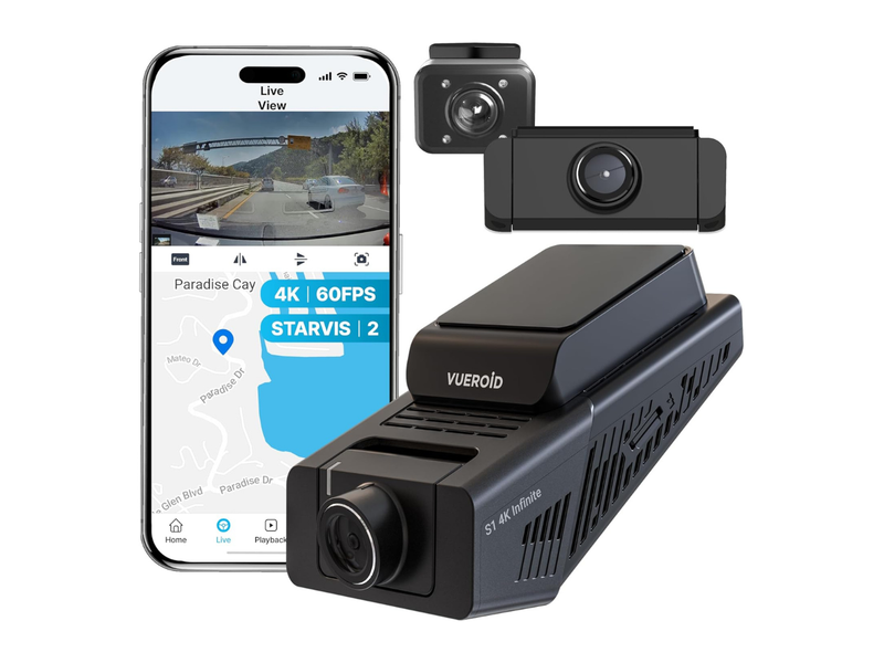 Vueroid S1 4K Infinite 3-Channel Dash Cam (w/ hardwire kit)