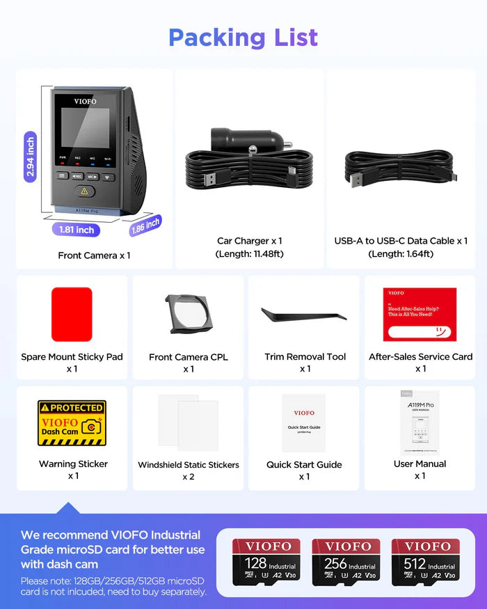 VIOFO A119M Pro 4K Mini 1-Channel Dashcam