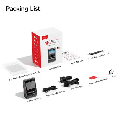 VIOFO A229 PRO 4K HDR 1-Channel Dashcam