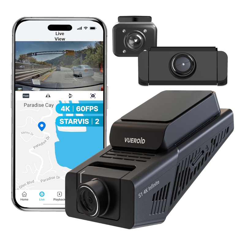 Vueroid S1 4K Infinite 3-Channel Dash Cam (w/ hardwire kit)