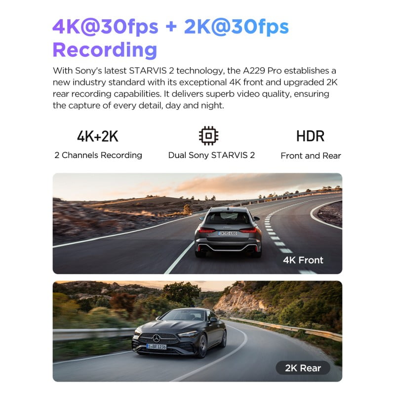 VIOFO A229 PRO 2-Channel Dash Cam