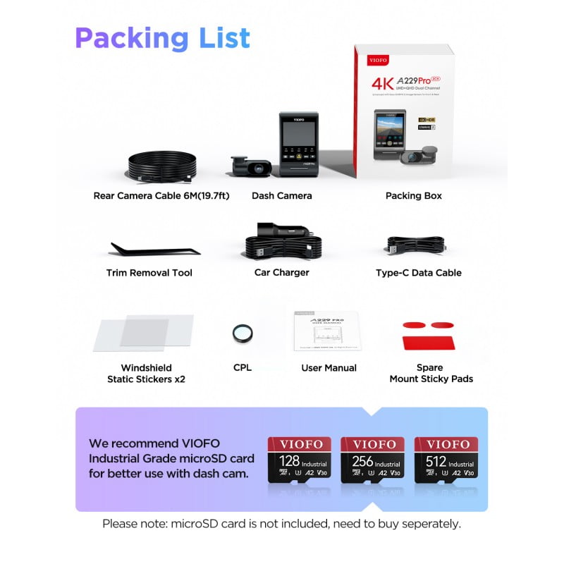 VIOFO A229 PRO 2-Channel Dash Cam
