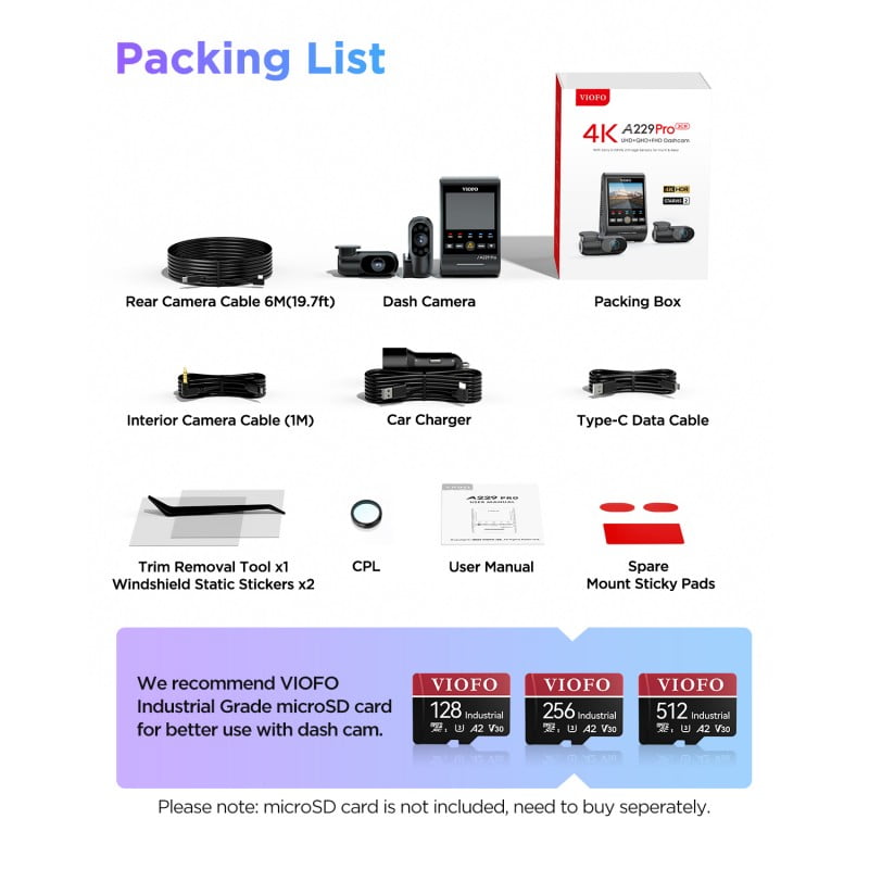 VIOFO A229 PRO 3-Channel Dash Cam
