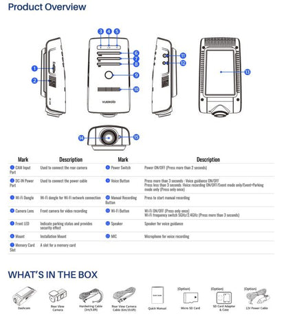 Vueroid D21 4K 2-Channel Dash Cam