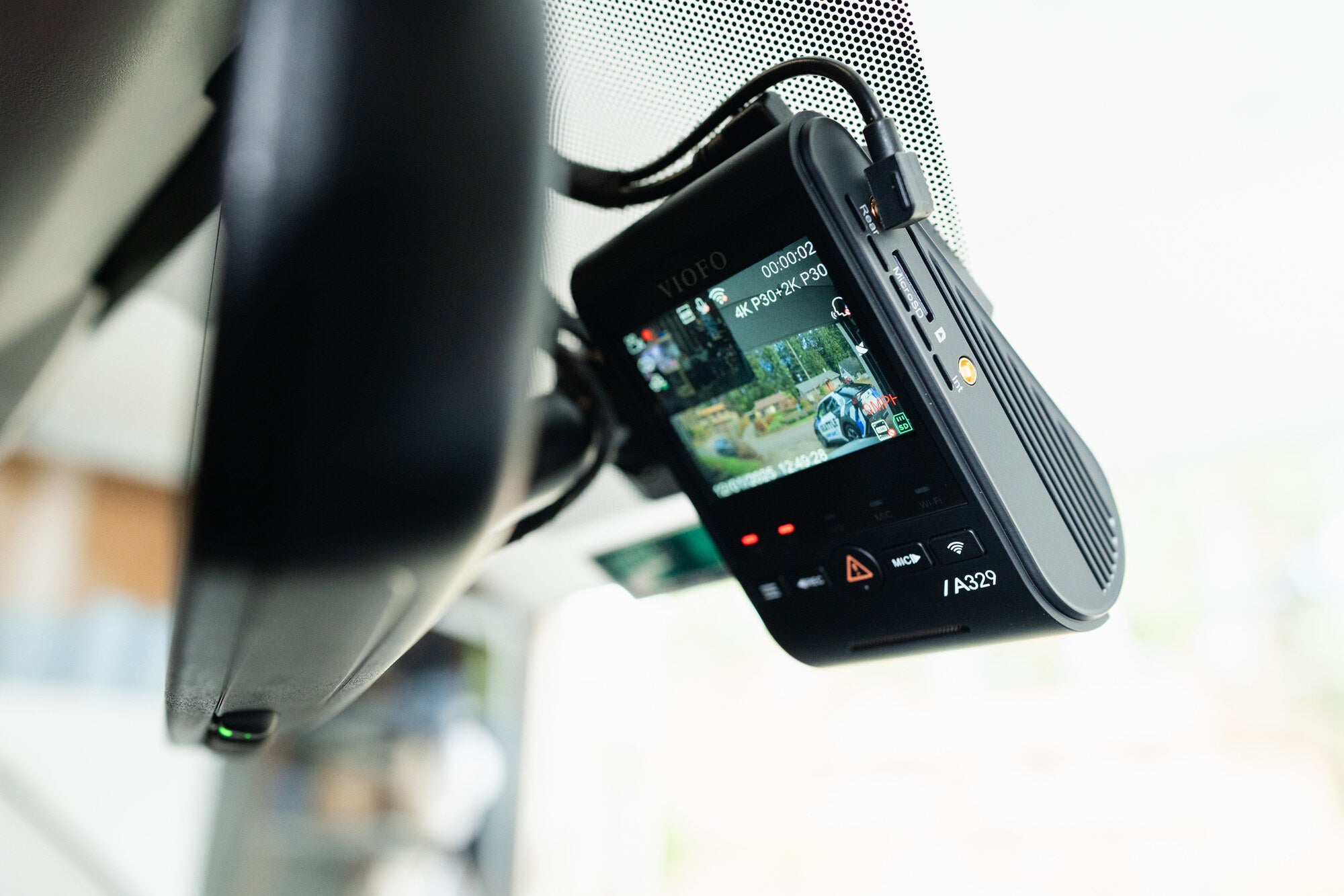 Rear dash cam installed with hidden wiring