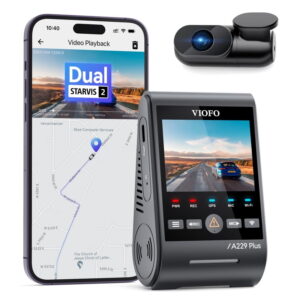 VIOFO A229 Plus two channel front and rear cameras and VIOFO smart phone app